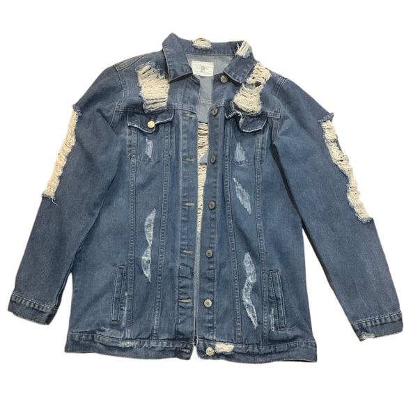 distressed jean jacket - Picture 1 of 4
